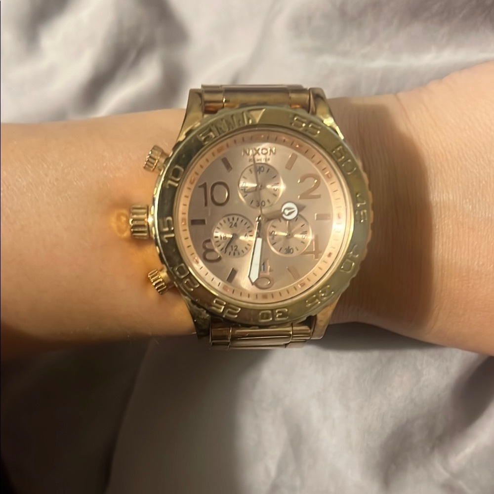 Nixon Gold Chronograph Watch with Bold Design
